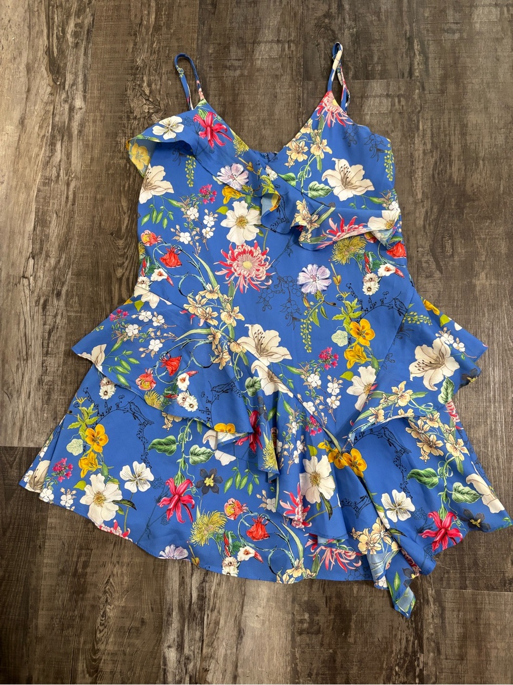 Parker Blue Floral Ruffle Mini Dress